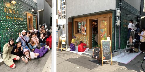 oscd_info's tweet image. 大阪総合デザイン専門学校です。本日は、壁画プロジェクト2021のお知らせです！アートイラストコース2年生の壁画制作チームが中崎町にあるフルーツ紅茶の店舗壁画・メニューボード・立看板制作を中島 麦先生の指導のもと制作しました。#大阪総合デザイン専門学校 #oscd #OSCD