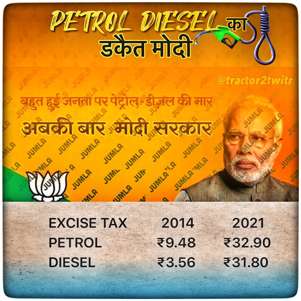 Government of India is looting the country BJP ministers are increasing their income by raising taxes!!
#पेट्रोल_डीजल_का_डकैत_मोदी