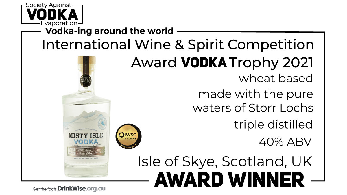 Congratulations to the Brothers Wilson from <a href="/IsleSkyeDistil/">Isle of Skye Distillers</a> for achieving the Award VODKA Trophy 2021 (<a href="/theIWSC/">IWSC - International Wine & Spirit Competition</a>)
Follow us NOW so you don’t miss any part of our spirited vodka journey
#vodka #spirits #lifestyle