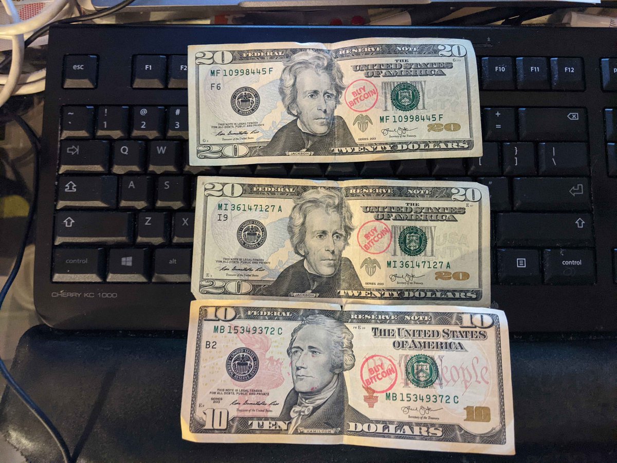 BarnardStar369's tweet photo. @BitcoinHolden @coryswan Every bill in my wallet has "BUY BITCOIN" stamped on it https://t.co/hGMjYXYdYX