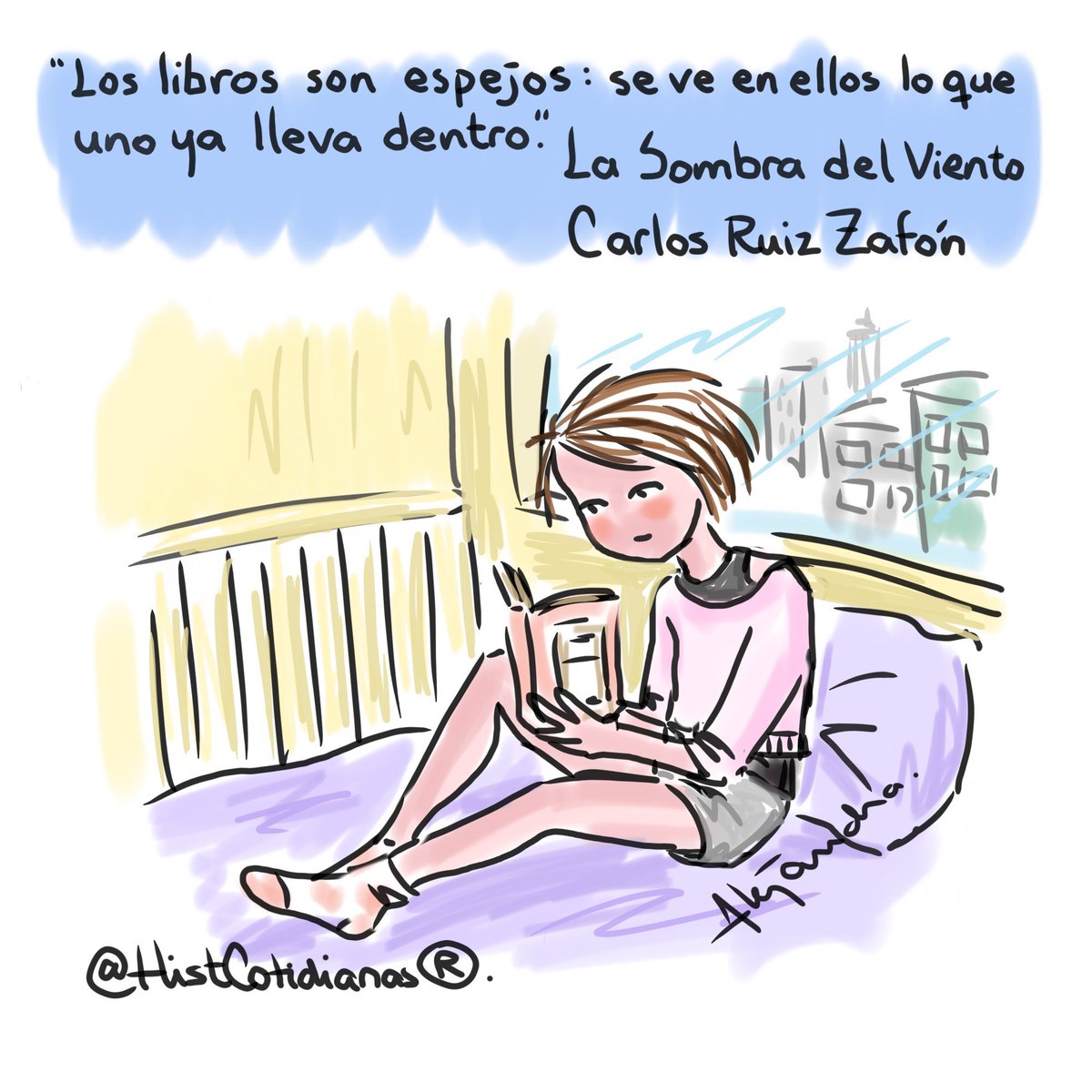 Los libros son espejos…

(Dibujo inspirado en un fragmento del libro #LaSombraDelViento de #CarlosRuizZafón )