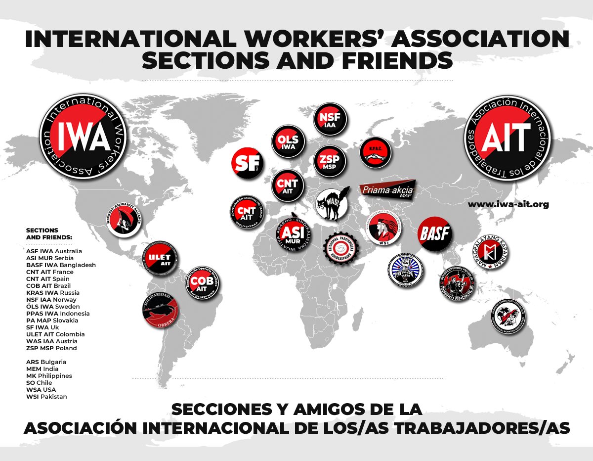 IWAAIT's tweet image. A un año de su centenario, la Asociación Internacional de los/as Trabajadores/as (AIT) confirma su progresión territorial.

One year away from its centenary, the International Workers&apos; Association (IWA) confirms its territorial progression.

iwa-ait.org