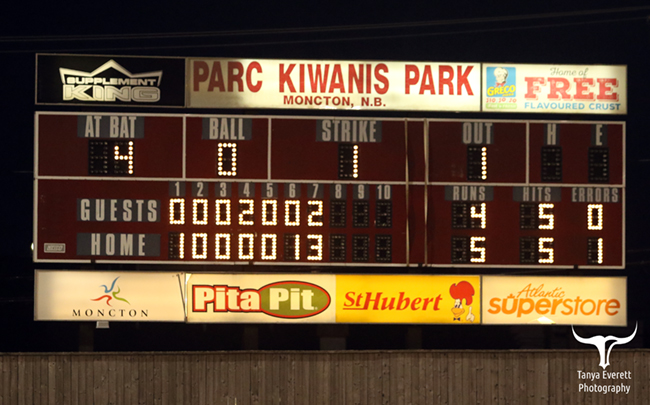 And the Fisher Cats win 5-4 over the Saint John Alpines tonight!!!!  Congrats boys well played last inning..