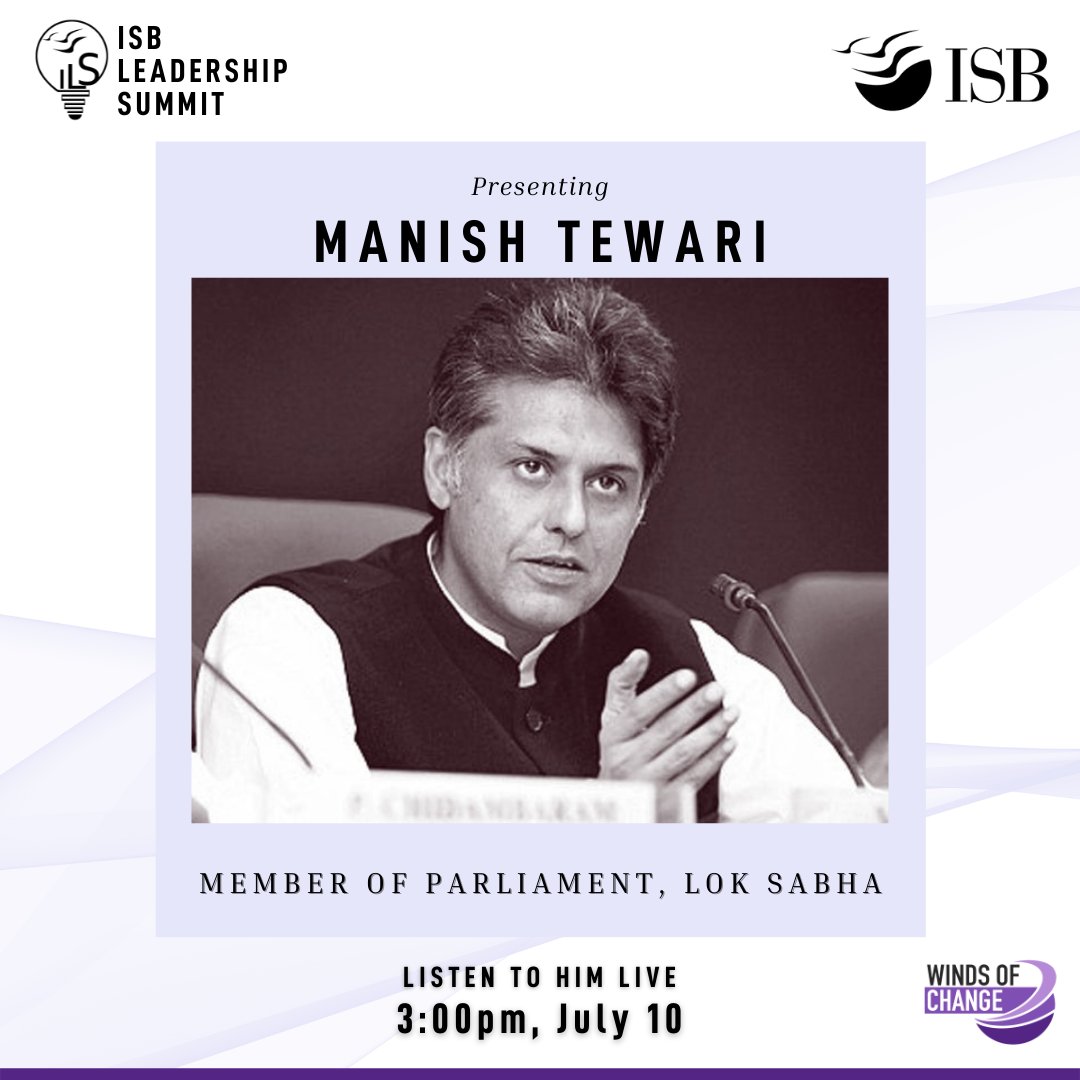 ISBedu's tweet photo. .@ManishTewari is a Member of Lok Sabha and Senior National Spokesperson of the @INCIndia. Catch him live at ISB Leadership Summit as he talks about the state of political opposition in India. #ILS2020
The live streaming link will be shared soon. https://t.co/nVqI8NrY1m
