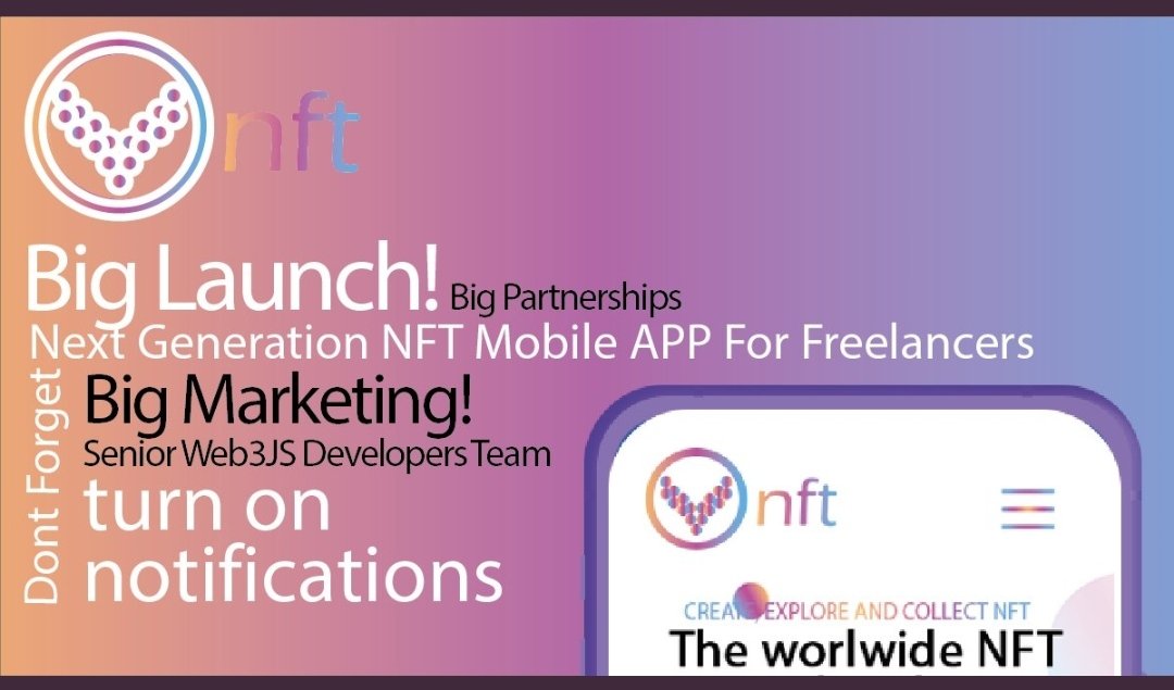 BIG LAUNCH!!

.@venft_app
➡️ Big partnerships 
➡️Next generation NFT (App) for Freelancers
➡️Big Marketing

🌐: venft.app

Telegram: t.me/elitetokenfina…