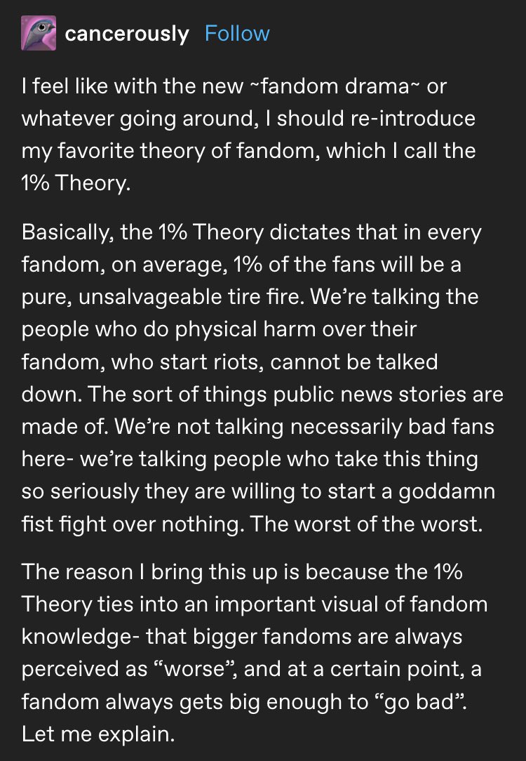 russoawfc23's tweet photo. this is such a great take on “big fandom, bad fandom” https://t.co/LoIigHH0qf