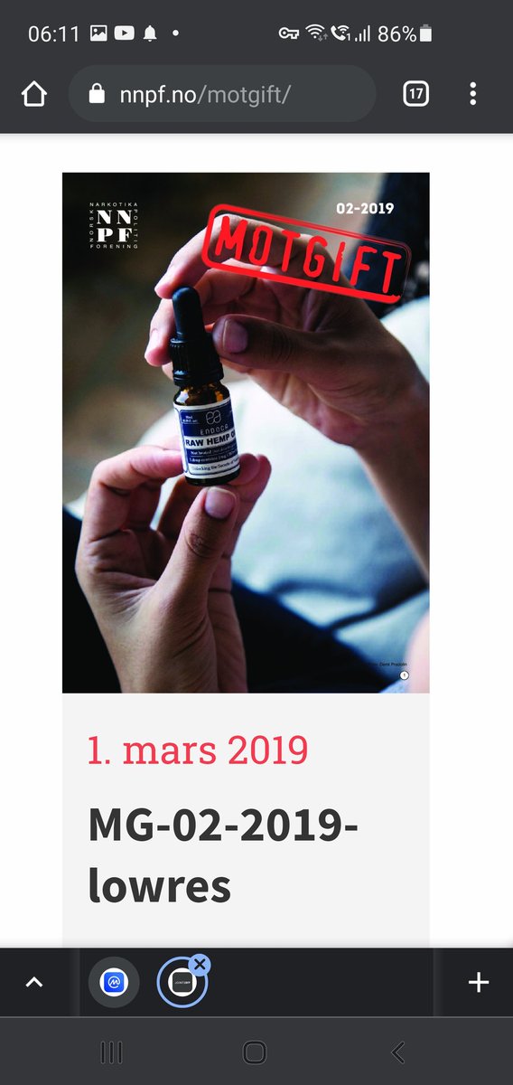 I_am_CryAss's tweet photo. Førstesiden til NNPF mars 2019. Bildet er av en liten flaske hamp-olje, som inneholder 3% CBD, AND THAT'S IT! Hvor i himmelens navn får de sin komplette mangel på kunnskap fra??? https://t.co/ZtYMPGUgTJ