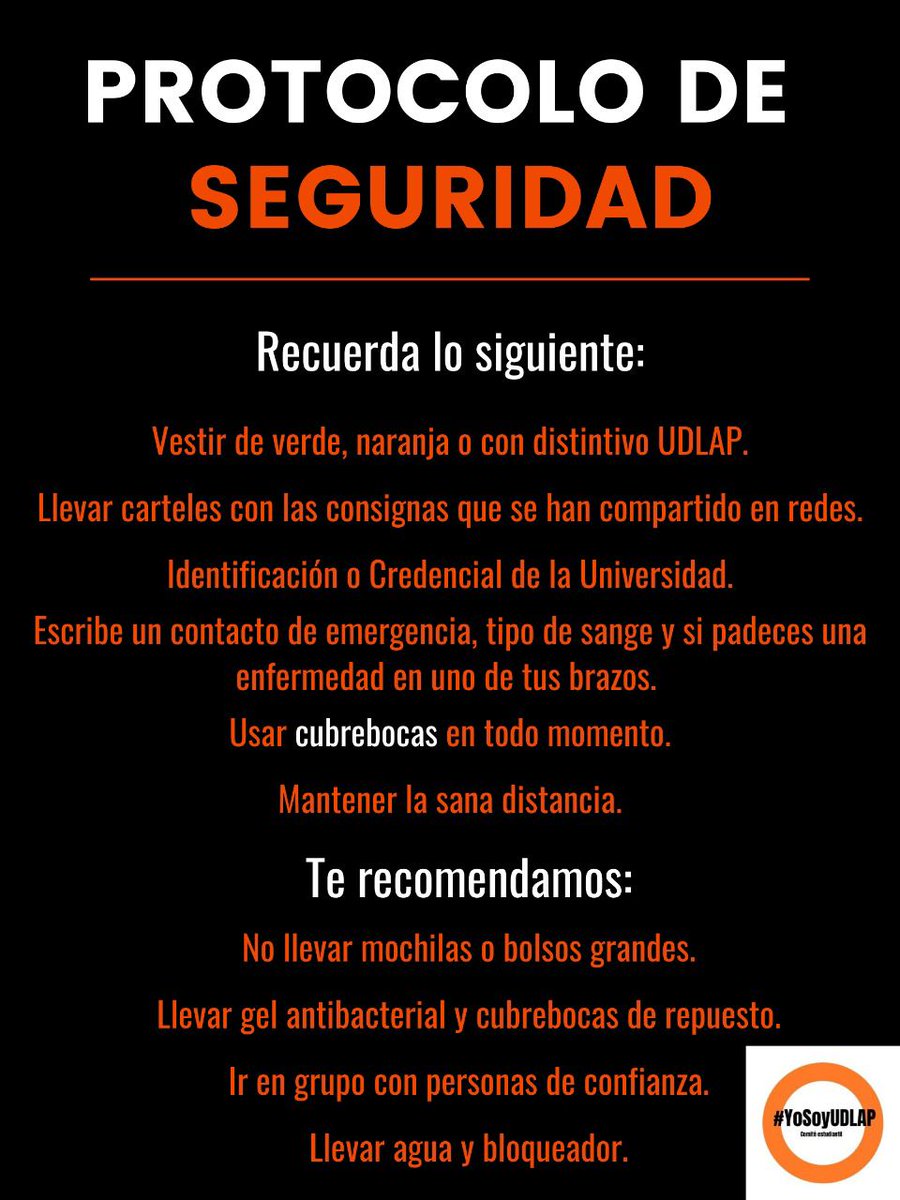 YUdlap's tweet photo. ⚠️ CONVOCATORIA ⚠️

Manifestación pacífica por una UDLAP libre de armas.

Se convoca a toda la comunidad universitaria e interesados a exigir la salida de fuerzas armadas del campus.

#universidadlibredearmas https://t.co/AEcp8Hrvbe