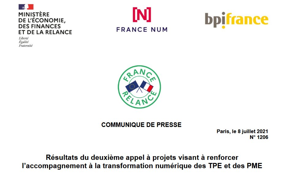 francenumfr's tweet image. ✅ 21 nouveaux opérateurs accompagnent gratuitement des TPE PME dans leur transformation numérique

👉 A découvrir ici (PDF)  👉 ow.ly/7zMV50FrvYH

▶️ 30 opérateurs mobilisés pour 70 000 entreprises bénéficiaires dans le cadre de #FranceRelance @francenumfr avec @Bpifrance