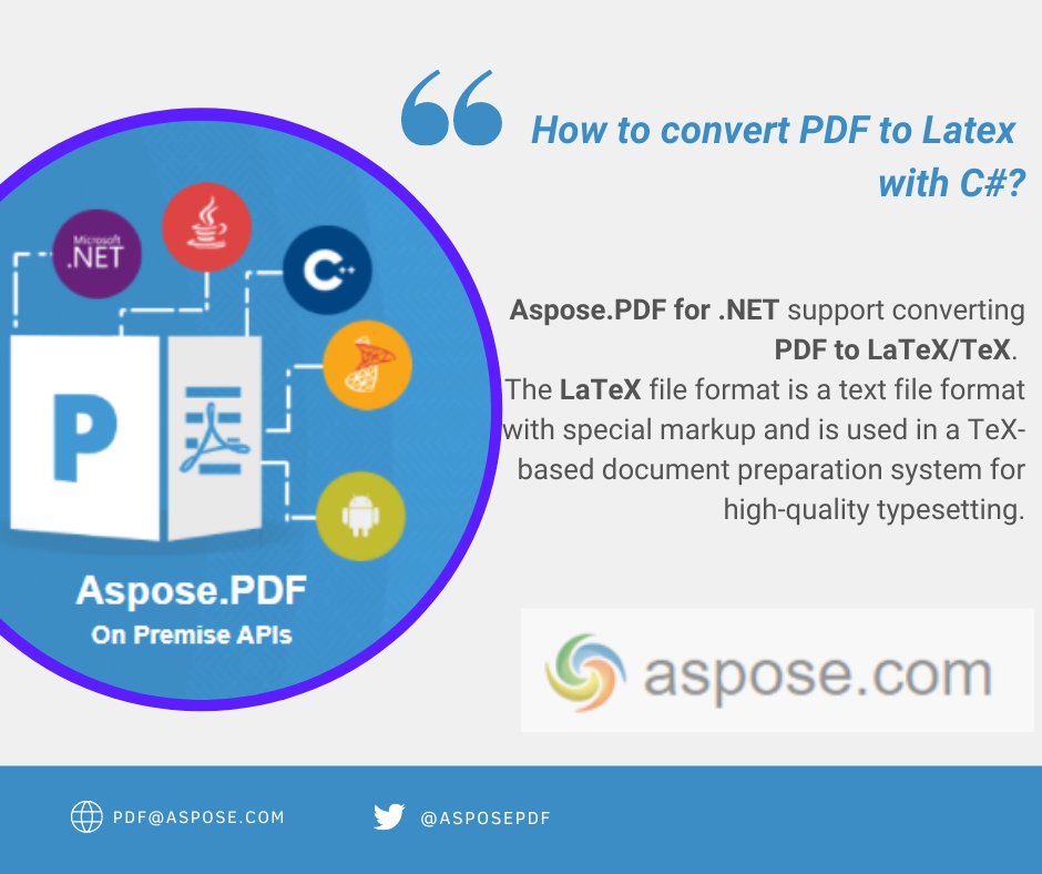 AsposePDF's tweet image. If you are wondering how to convert PDF to LaTeX, then you will definitely need to use the Aspose.PDF for .NET library.
docs.aspose.com/pdf/net/conver…
#asposepdf #pdftolatex
