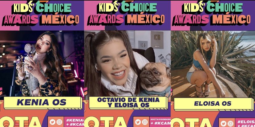 KOsMusicUpdates's tweet photo. LAS VOTACIONES AQUÍ NO PARAN!!!
•
La Cantante Mexicana #KeniaOs junto a su Hermana La Modelo e Influencer #EloisaOs y Su Mascota #OctaviOs Están Nominados para los #KCAMEXICO2021.
•
Los #’s Oficiales ⬇️
#KCAMéxico
#KeniaOs
#OctavioDeKeniayEloisaOs
#EloisaOs https://t.co/qn1A5NItc1