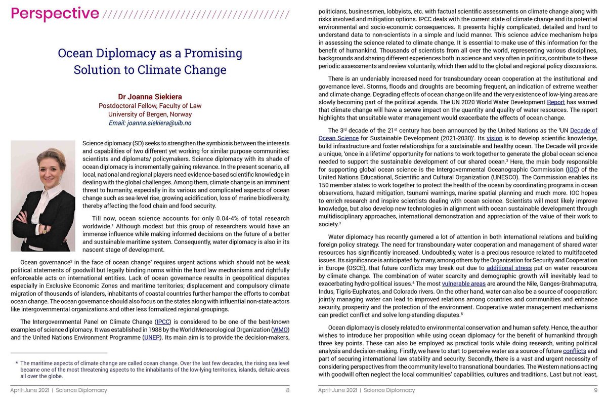 #oceandiplomacy and #waterdiplomacy as promising #solutions to #climatechange and to prevent #conflicts  #ocean #WeAreTheOcean #oceandecade 
@Joanna_Siekiera