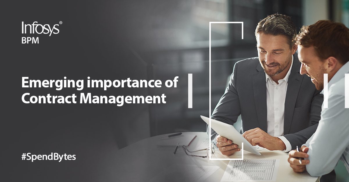 InfosysBPM's tweet photo. As organizations adapt to the new normal, more emphasis is being given to make contract management more robust. The edition of #spendbytes, explores the ways in which #contractmanagement is expected to change- https://t.co/WbvatCb556
#digitaltransformation #thoughtleadership https://t.co/KABX9UIQ69