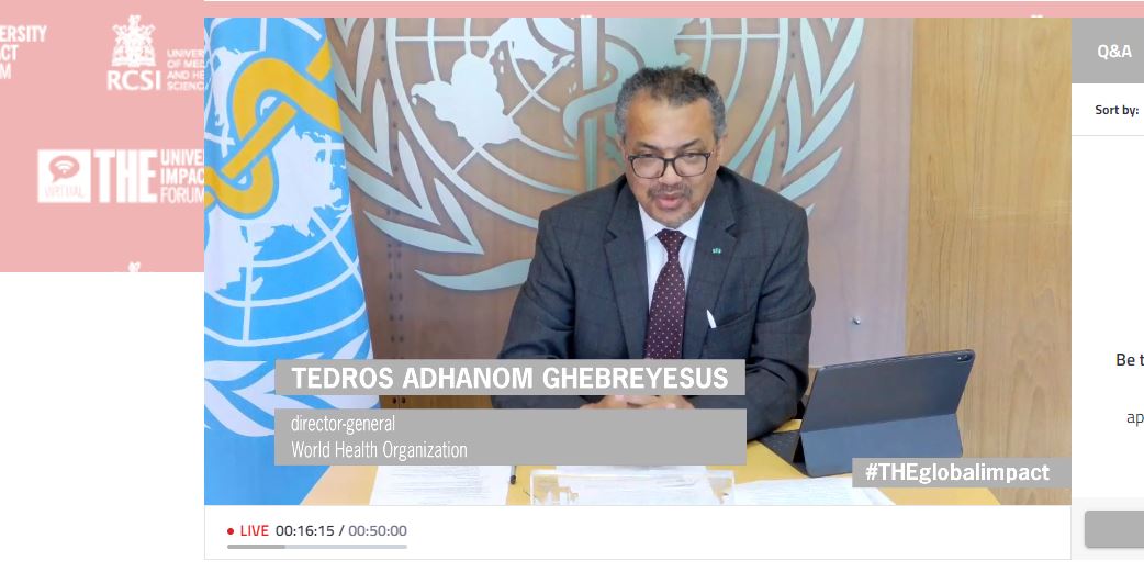 “Existing inequities and inequalities have been exacerbated. This is why the SDGs are critical to help prevent and prepare for the next crisis.”

<a href="/DrTedros/">Tedros Adhanom Ghebreyesus</a> addresses #THEglobalimpact. #SDG3 #VaccinEquity