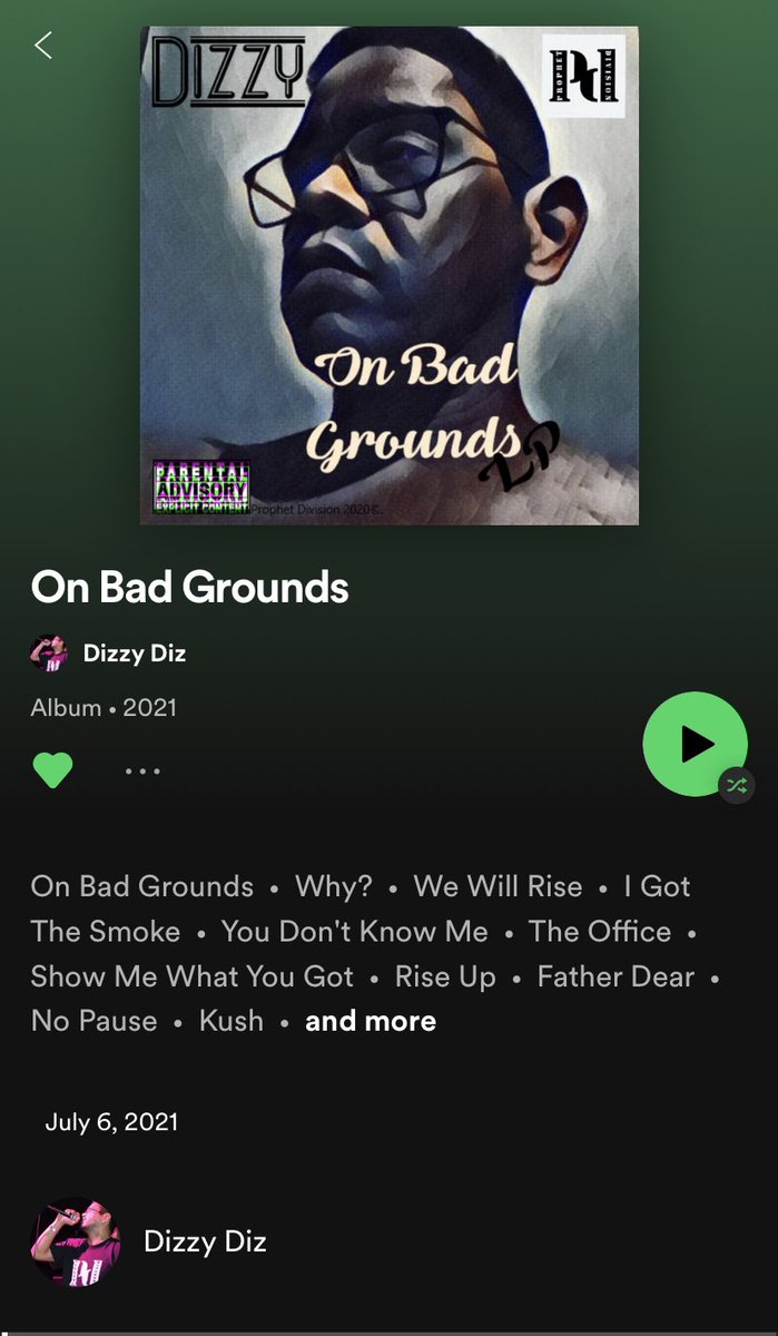 Dizzy_dizman's tweet photo. NOW AVAILABLE on #spotify and all other major digital music streaming services. 💯
Search ‘Dizzy Diz’
Dizzy - ‘On Bad Grounds’
12 Tracks, 4 Features.
Prod by @annodominibeats
@ProphetDivision #prophetdivision https://t.co/t6wr2MC6Ep