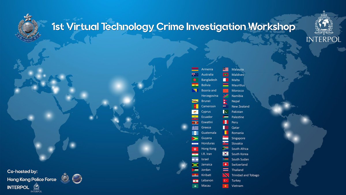 hkpoliceforce's tweet image. #HKPF+@INTERPOL_HQ co-hosted 1st Virtual #TechCrime Investigation Workshop💻—joined by #LawEnforcement officers+ #ComputerForensics experts from🗺incl🇭🇰; covered #LawsAndRegs/#malware/#cryptocurrencies etc to help keep abreast of #CrimeTrend+fight #cybercrime in post-#COVID19 era