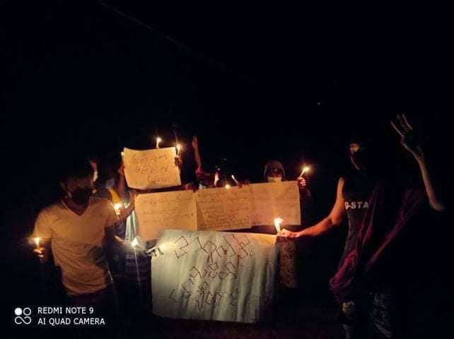 Evan70264611's tweet photo. Youths of Pan Chi Shwng village, Thayet Chaung Tsp, staged a candlelight strike to overthrow Genocidal Dictatorship. #StopTorture #July8Coup #WhatsHappeningInMyanmar https://t.co/sM3JAxNFjU