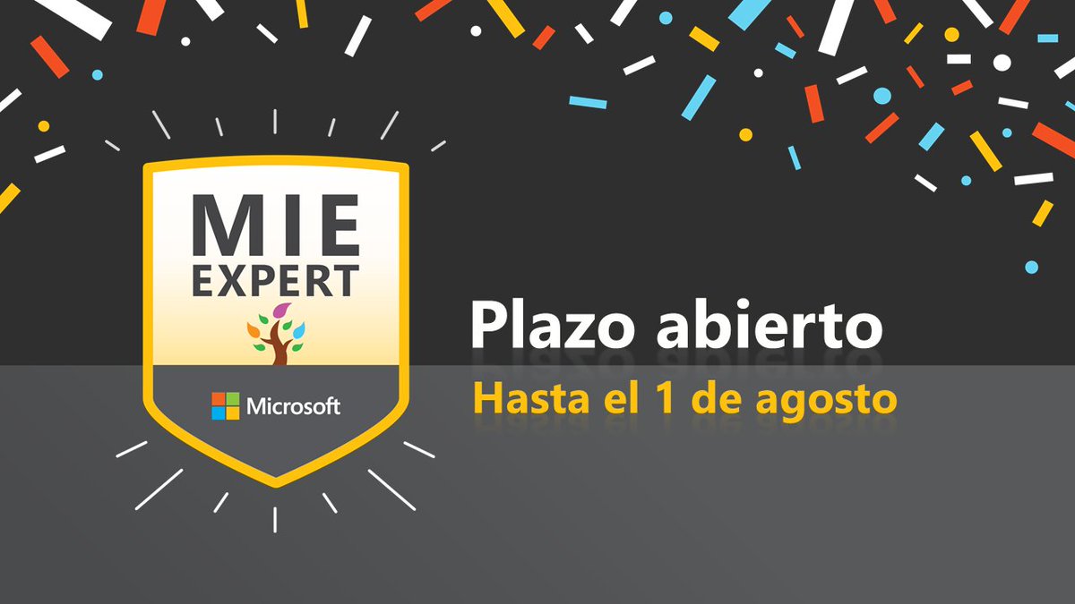 MicrosoftEduEsp's tweet photo. ✍¡ATENCIÓN! Se amplía el plazo de presentación de candidaturas para el programa #MIEExpert para el curso 2021/2022 hasta el día 1 de agosto. Si no habéis pasado de fase, podréis reenviar la nominación hasta el día 23 de julio.
Toda la información en: https://t.co/W3gs2iqeVv 🏅 https://t.co/KyVkEmCLG4