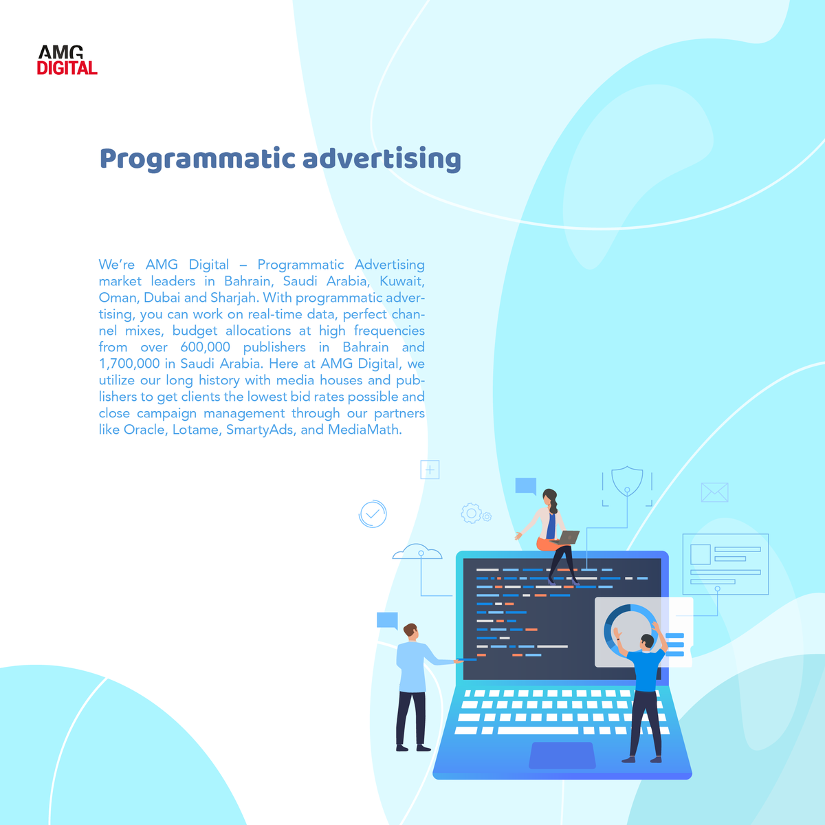 amgdigitalbh's tweet photo. We help you to put your brands in front of more people, in more relevant ways, in the moments that matter.

Speak to us about Programmatic Advertising!

For more details call us on:+973 35971999 or email: dm@amgdigitalbh.com
.
.
.
#programmatic #advertising #digitalmarketing https://t.co/XwQuF1fPpg