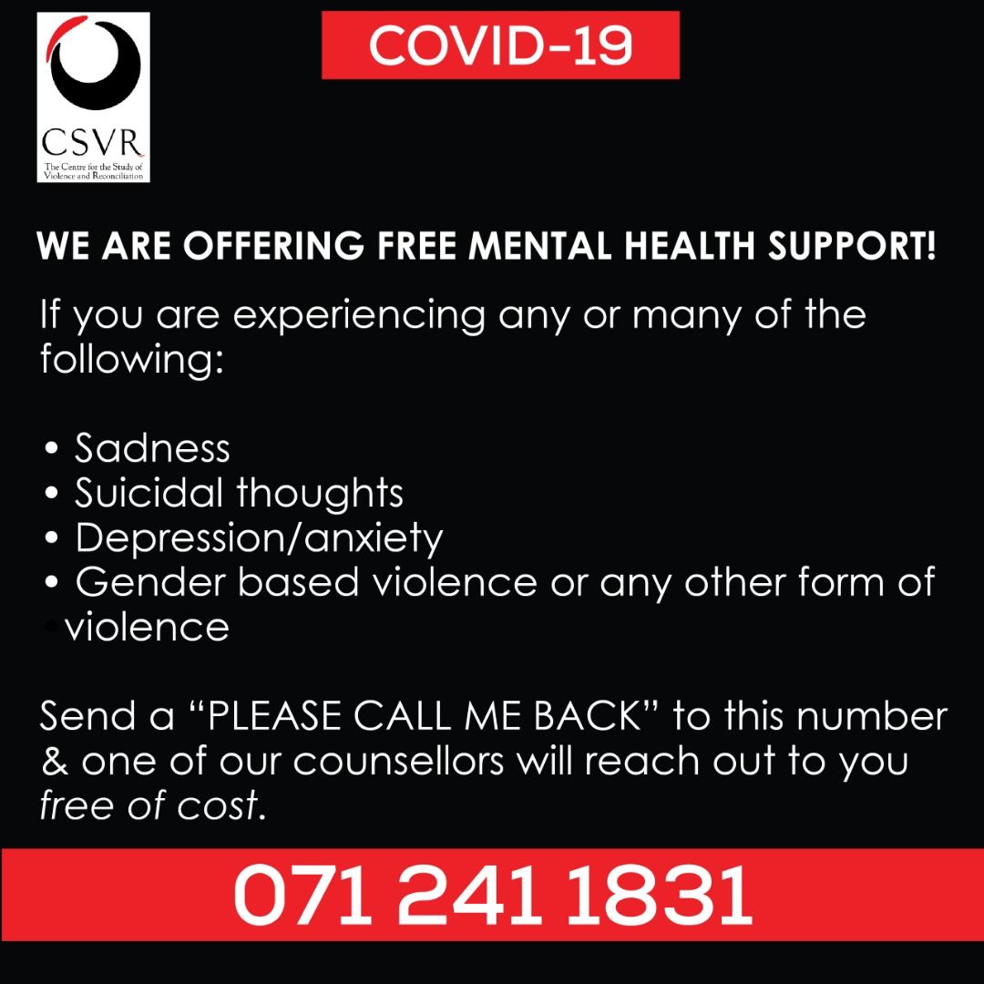 _CSVR's tweet image. Kindly RT and share #MentalHealthAwareness