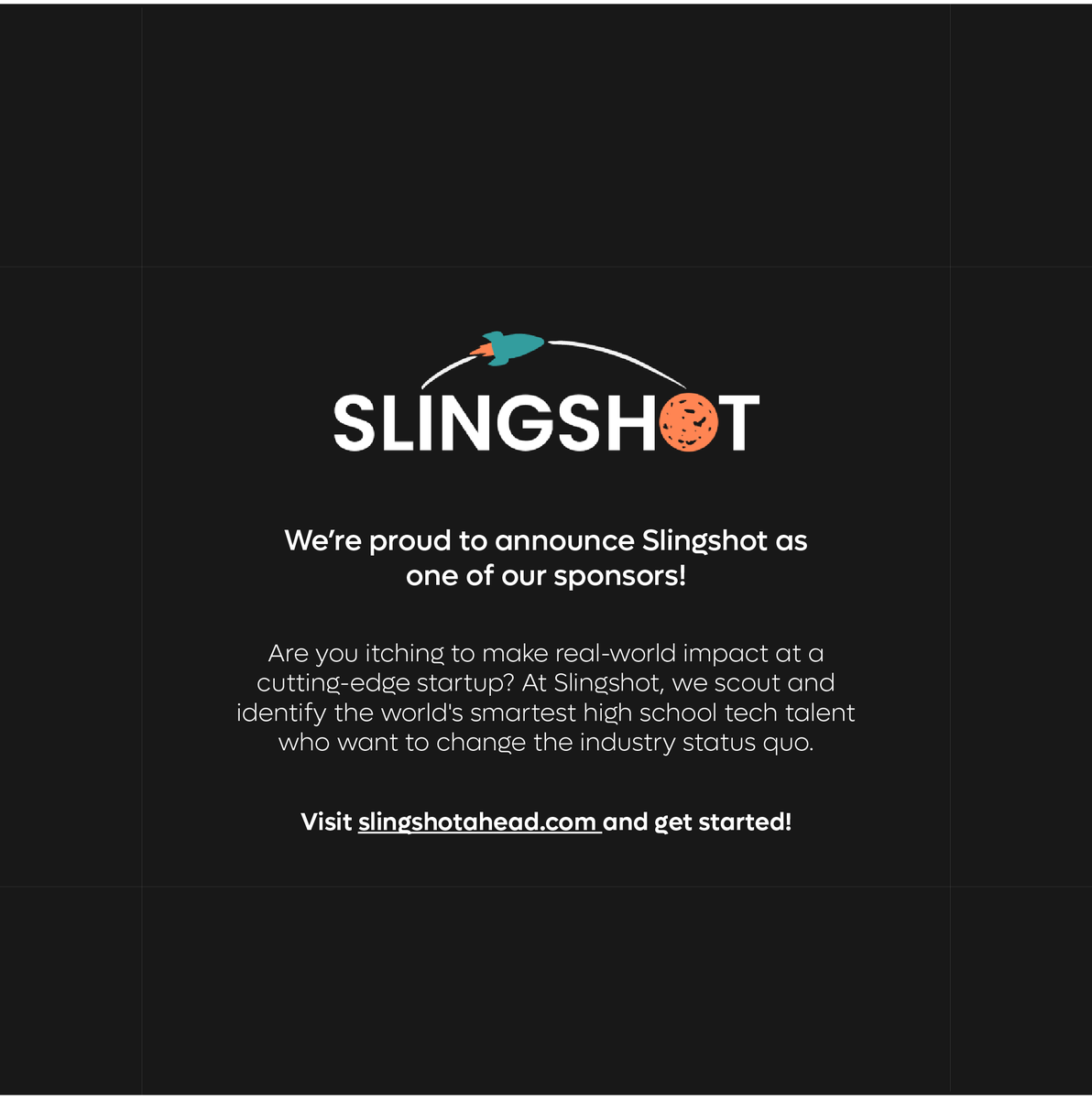 playcryptocracy's tweet photo. We're proud to announce Slingshot Mentoring as one of the partners for Cryptocracy II. Thank you @Slingshotahead for making our event possible! Visit https://t.co/tGlqKARu5u to find your place in a top tech startup! https://t.co/ySCMPi5doU