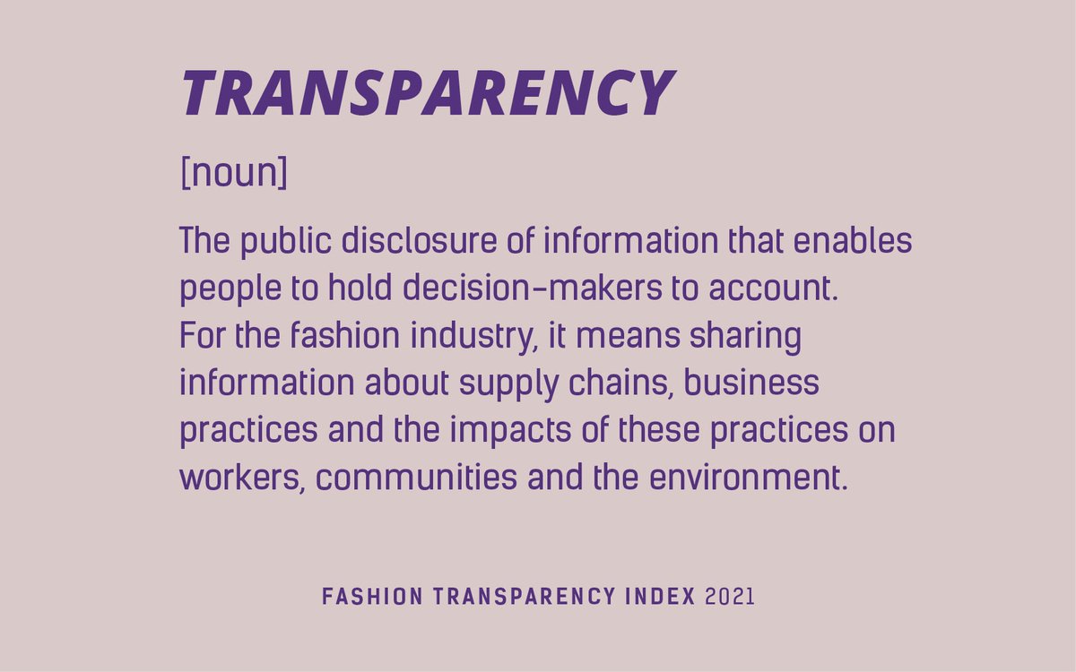 99% of major fashion brands do not disclose the number of workers in their supply chain that are being paid a living wage. New Fashion Transparency Index by @Fash_Rev #FashionTransparencyIndex #WhoMadeMyClothes? #WhoMadeMyFabric? #WhatsInMyClothes?  
fashionrevolution.org/about/transpar…