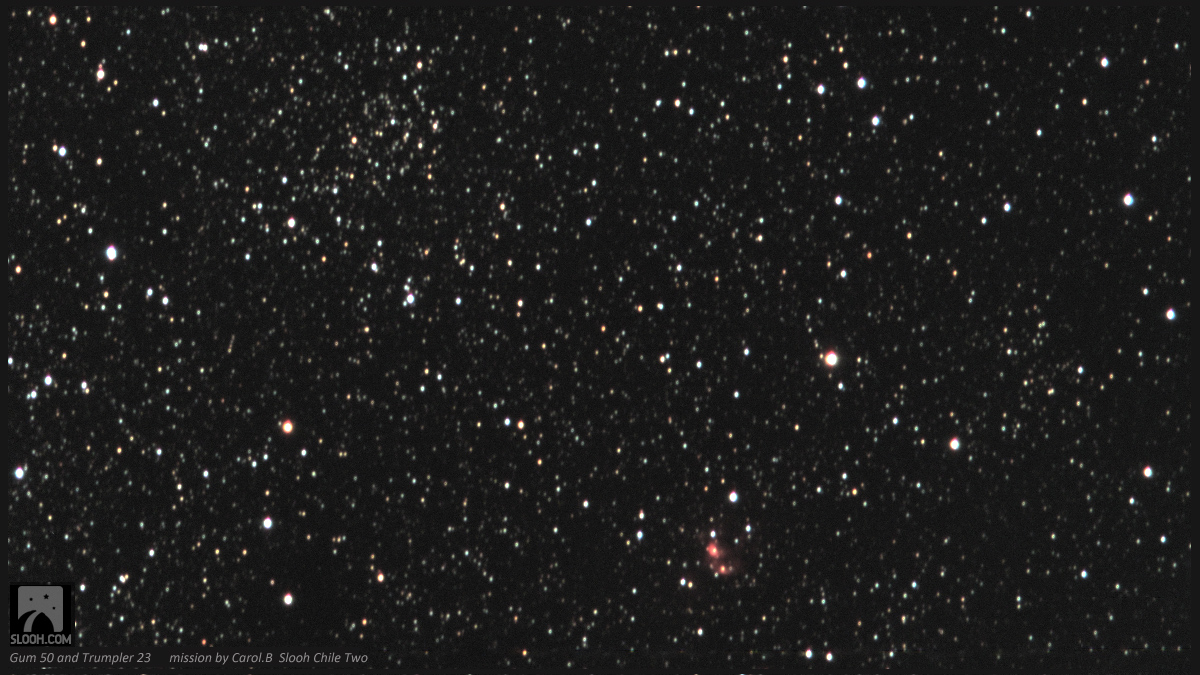 bothacarol's tweet photo. #onlineobserving Look carefully, you may get more than what you set out to observe. While on a quest to find completely different objects, I stumbled apon Gum 50 and Trumpler 23๐ฒ Deep-sky observing at its best on #Slooh's Chile Two (I'm in love with that scope๐) #astronomy https://t.co/S2BwgYCueG