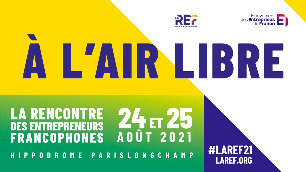 A VOS AGENDAS | La #francophonie économique s'invite à la #LaREF21 !
Une séquence d'ouverture spéciale lui sera consacrée, le 24 août après midi et la 25 août en matinée à l'hippodrome <a href="/paris_longchamp/">ParisLongchamp</a>.
ℹ️ Information et inscription sur Laref.org