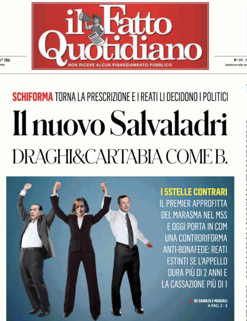 Il quotidiano più amato dall’area politica di Conte