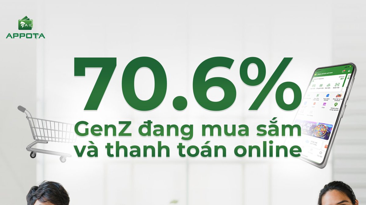 AppotaPay's tweet photo. 70.6% OF GEN Z ARE SHOPPING ONLINE AND USING ONLINE PAYMENT

Read more at: https://t.co/gvaEb0MI15

Follow Vietnam mobile application report 2021 of Appota, 70.6% of Gen Z are shopping online and also using online payment. 
#payment #GenZ #CustomerExperience https://t.co/ocsDwkrPxs