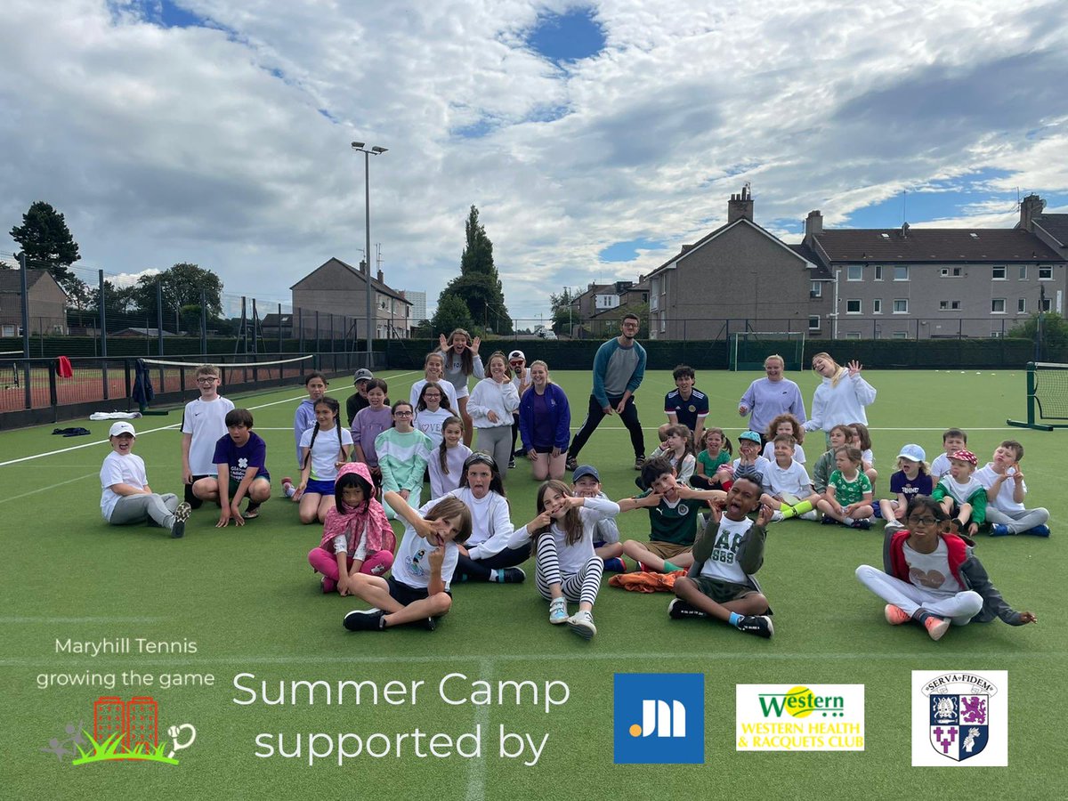 MaryhillTennis's tweet photo. Wacky @Wimbledon Whites Wednesday at Summer Camp at Windyedge. Tennis, netball, karate &amp; active play for 35 children supported by @JudyMurrayFdn @GlasgowAcademy @WesternTennis ! Huge thanks to all the coaches, JMF workforce &amp; everyone who took part today #tennisforeveryone https://t.co/4Y1qwdNZye