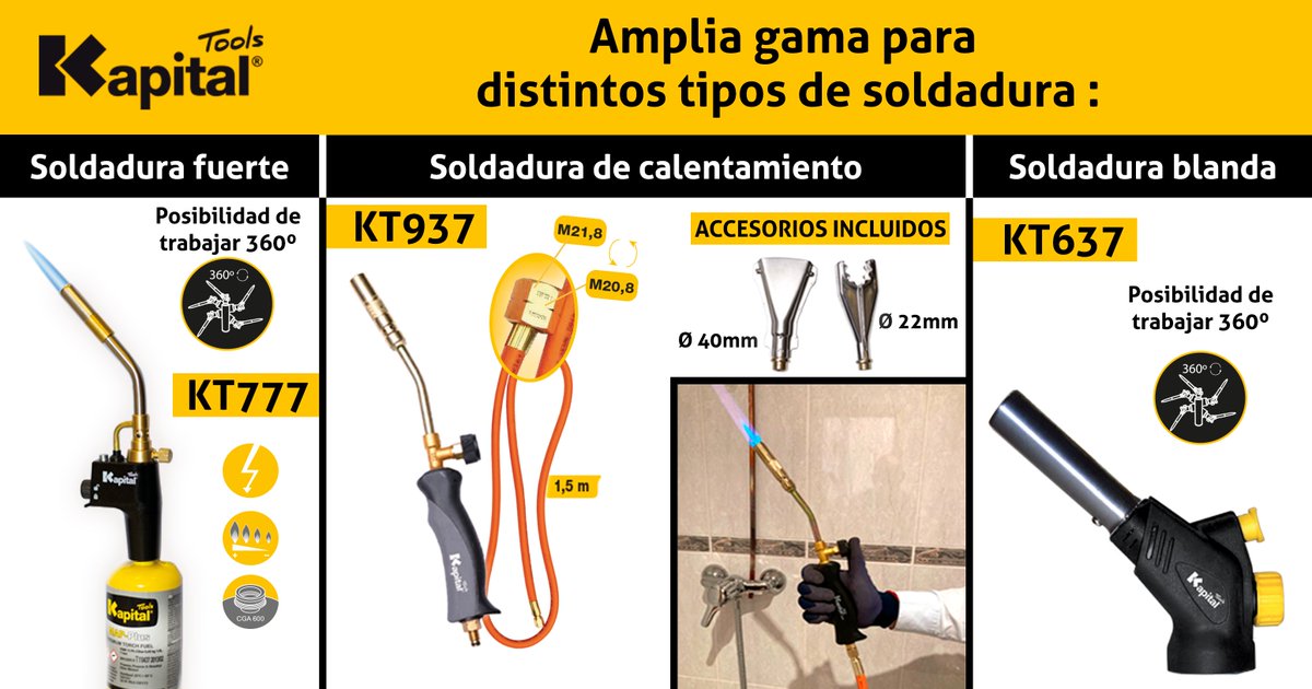 🤔¿Conoces nuestra amplia gama de sopletes para distintos tipos de soldadura de la marca #Kapital?

💻No dudes en acceder a nuestra página web para descubrir los distintos modelos de la marca Kapital: cutt.ly/tnUOQzg