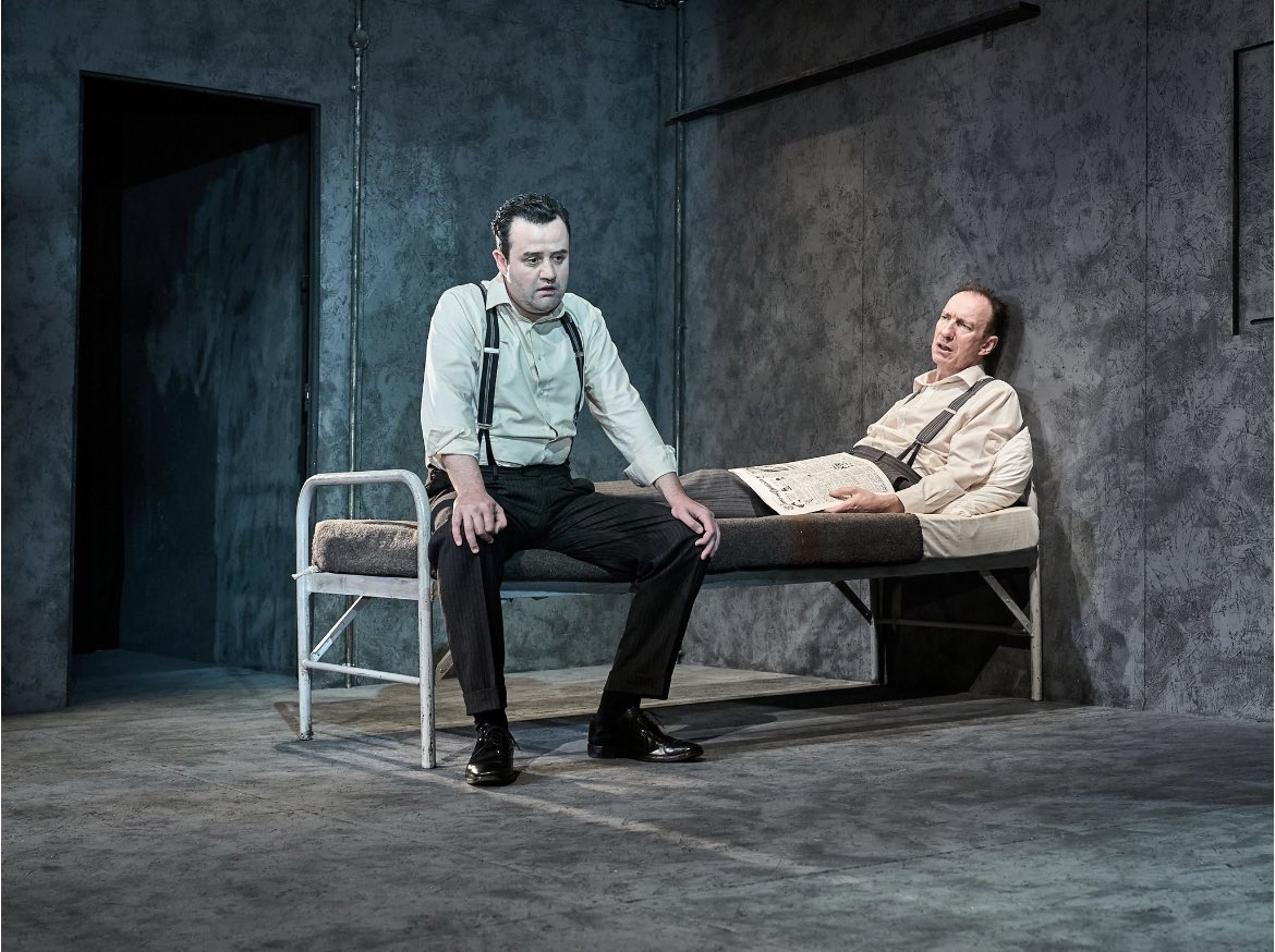 DanielMays9's tweet photo. Productions stills released for The Dumb Waiter @oldvictheatre What an honour to share the stage with the extraordinary #DavidThewlis in Harold Pinter’s gem of a play. Only 4 shows left. Livestream tickets available here https://t.co/u76WkYI88s 
📸 #ManuelHarlan 
#OVBackTogether https://t.co/fXCfFB8jDm