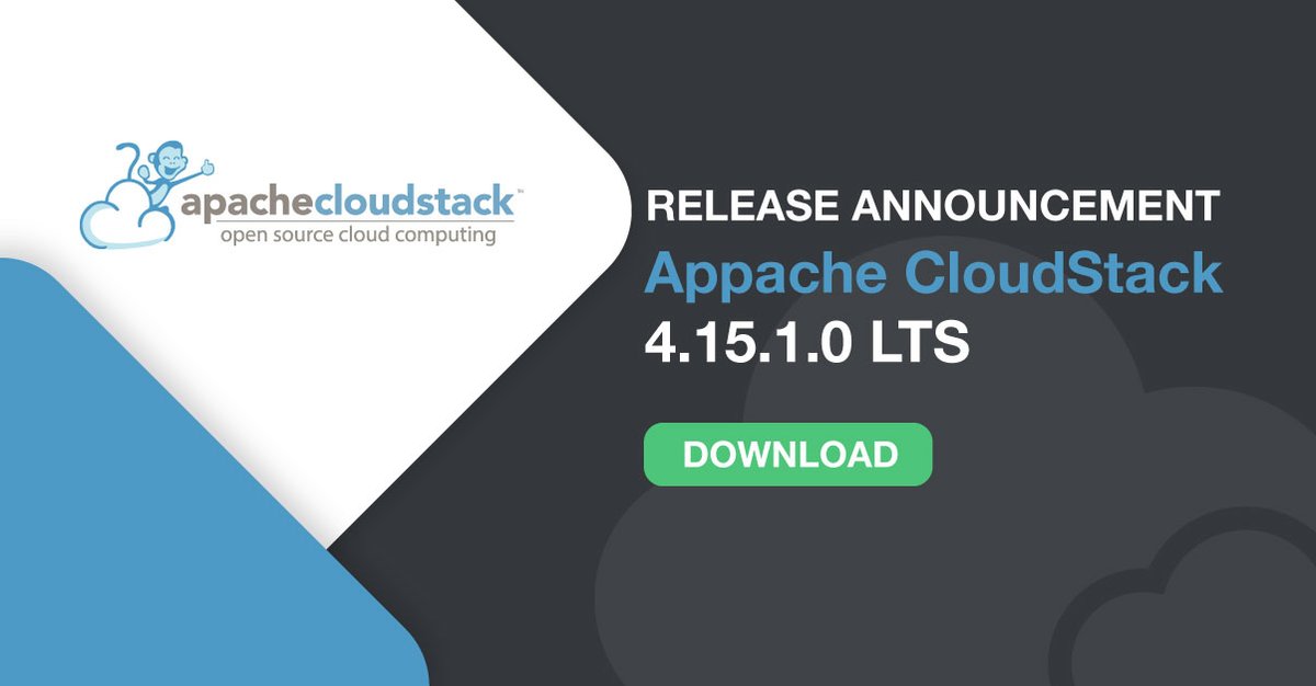 CloudStack's tweet image. NEW: @CloudStack 4.15.1.0 LTS Release Announcement!
#cloudstack #cloudstackworks #opensource 
⬇️Download Now: cloudstack.apache.org/downloads.htm
✅Release notes: docs.cloudstack.apache.org/en/4.15.1.0/
➡️blogs.apache.org/cloudstack/ent…