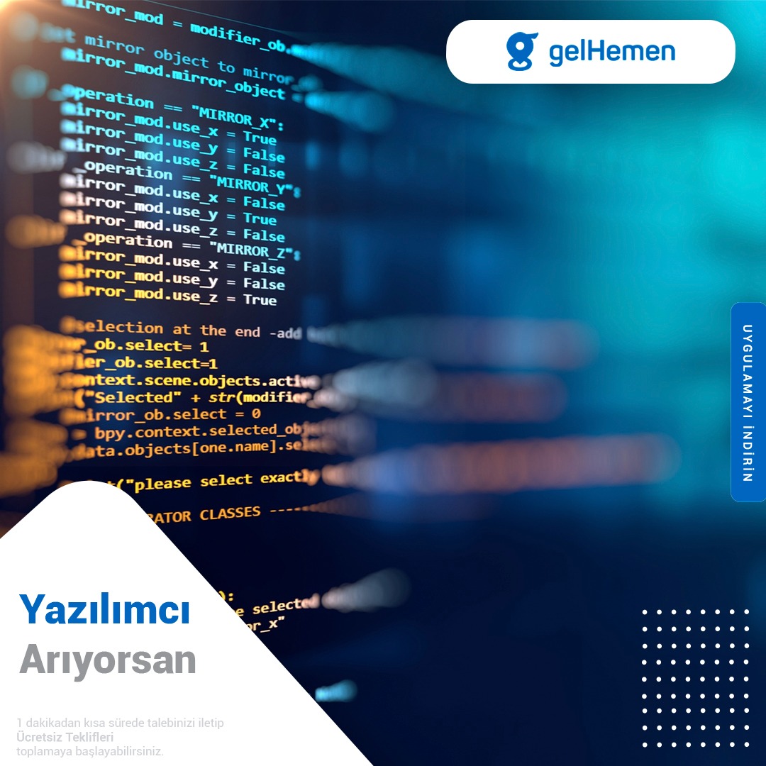 İhtiyaçlarınıza ve teknolojik gelişmelere uygun çözümleri, farklı platformlarda geliştirebilecek, yurt içi ve yurt dışından yazılım uzmanları “gelHemen”de
gelhemen.com/tr/service/yaz…

#gelhemen #yazılımcı #coder #programming #freelancer #iosdeveloper #androiddeveloper  #webdevelopers