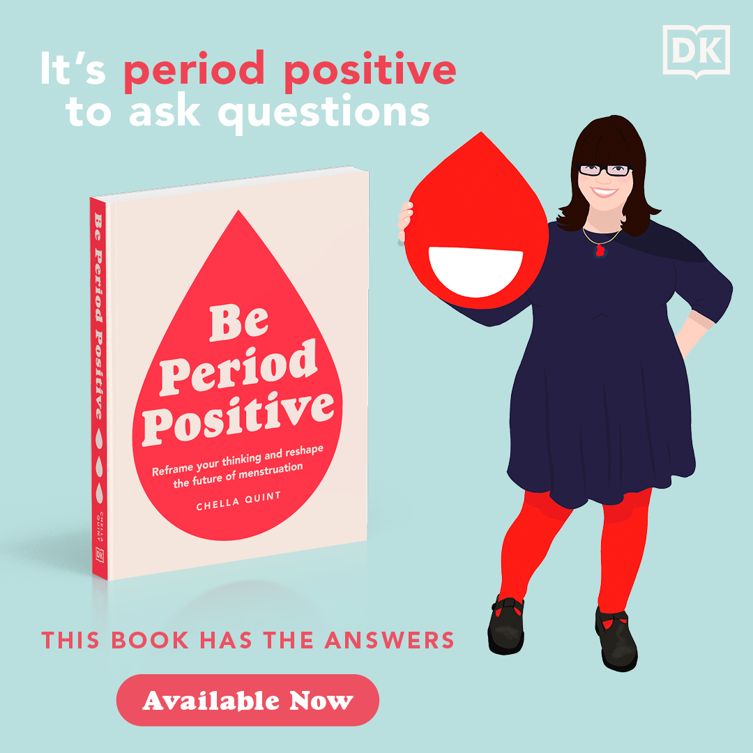 Founder @chellaquint's book is out today! 100 questions and answers on everything from menarche to menopause in print, ebook and audio! The period primer you need. geni.us/BePeriodPositi… #periodpositive #periodpositivity #menstruationmatters