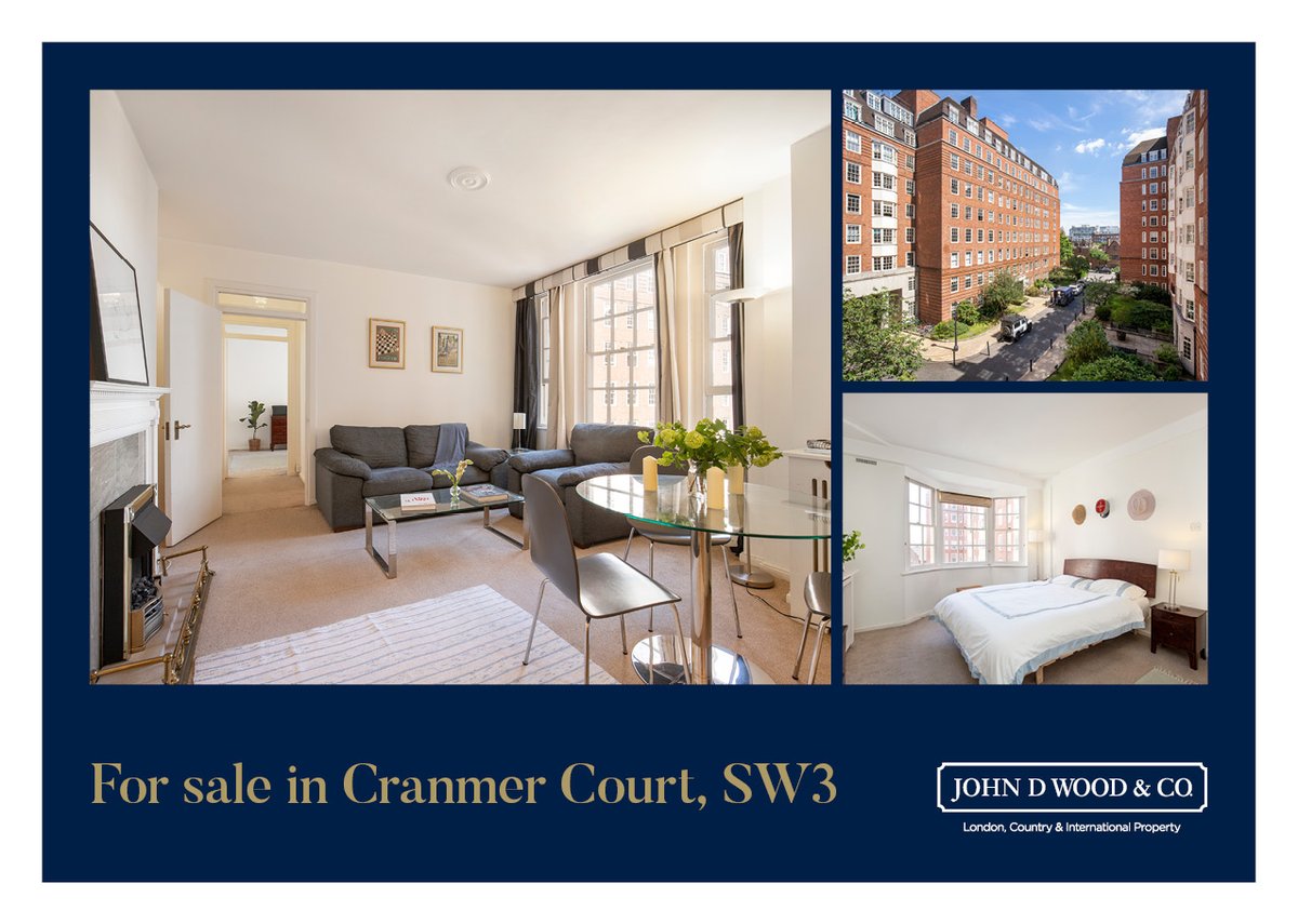 FOR SALE - A well-arranged one bedroom flat on the 3rd floor with a lift in the popular newly modernised and extremely well run Cranmer Court. Guide price - £825k | Share in the Freehold. 
#chelseaagents #flatforsale #SW3 #contactus