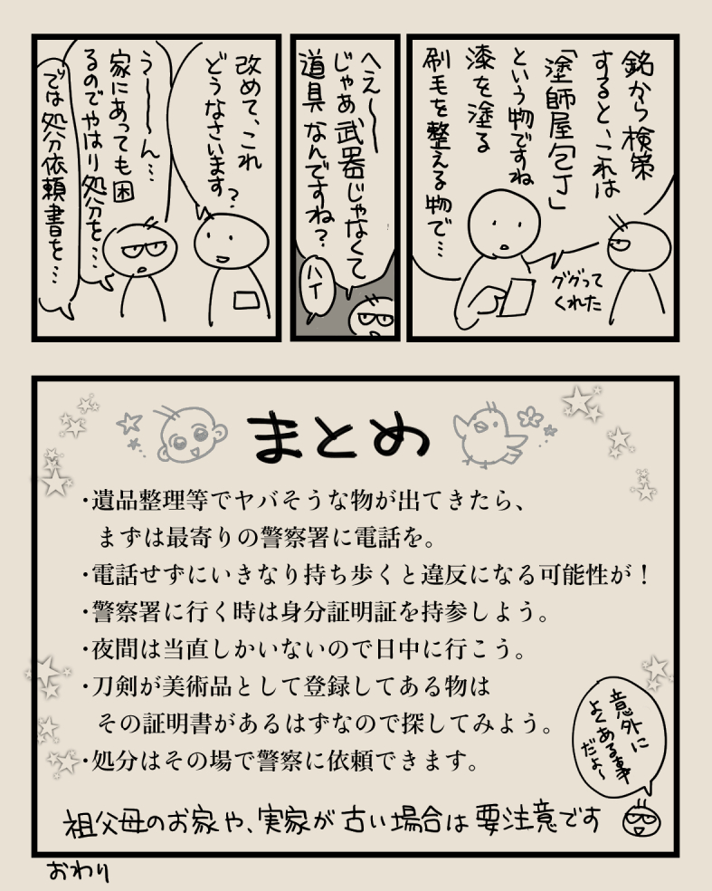 結果的に問題なかったので、忘備録として晒します😂

キーワード
遺品整理
銃刀法違反 