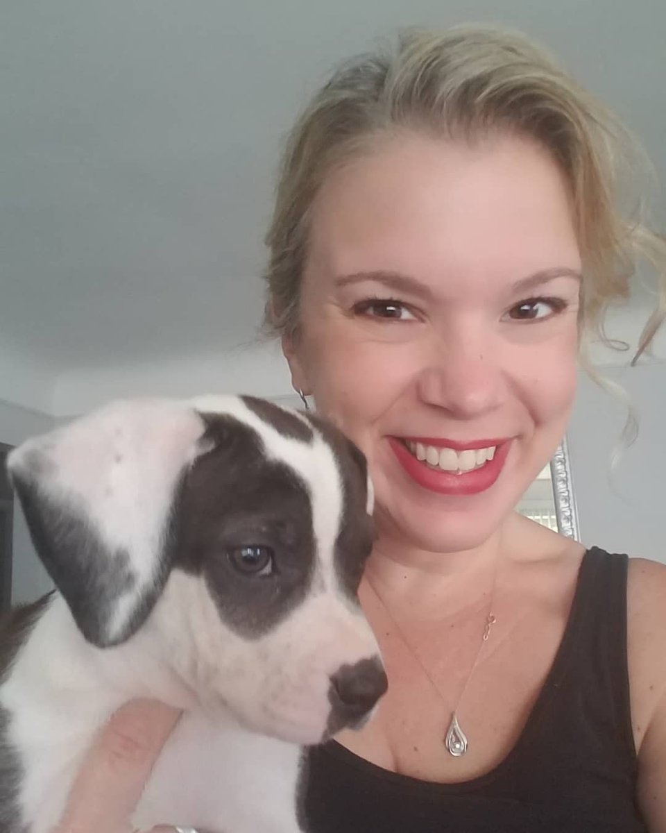 AngelaVCook's tweet photo. In case you haven't seen my Facebook post... or my Instagram post... I GOT A PUPPY!!! Her name is Luna and she's a rescue all the way from Tennessee 🤗. #puppies #puppylove #rescuepuppy #puppiesofinstagram #AdoptDontShop https://t.co/P9Y14fFMmi