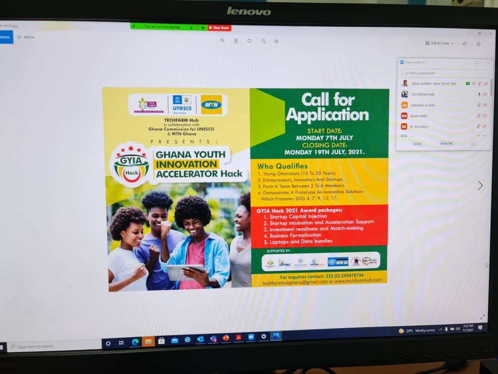 TECHFARMHub's tweet image. #GetUpdates from Wed. 7.7.2021..@TECHFARMHub @unescoghnatcom @MTNGhana @Youthgh @MFGlobalCitizen @GIFECGhana @YagGhana @fapimpaCSO launched Ghana Youth Innovation Accelerator (GYIA) Hack during an invigorating online Stakeholders Engagement. #StayInteractive