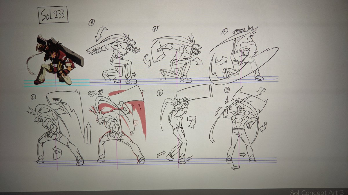 lethal_bow's tweet image. If you look in "collection" there's this concept sheet of Sol having a 233 (weird ass input btw) Looks like a Dp to me or that move Ragna would do that got him particles
#GuiltyGearStrive #sol