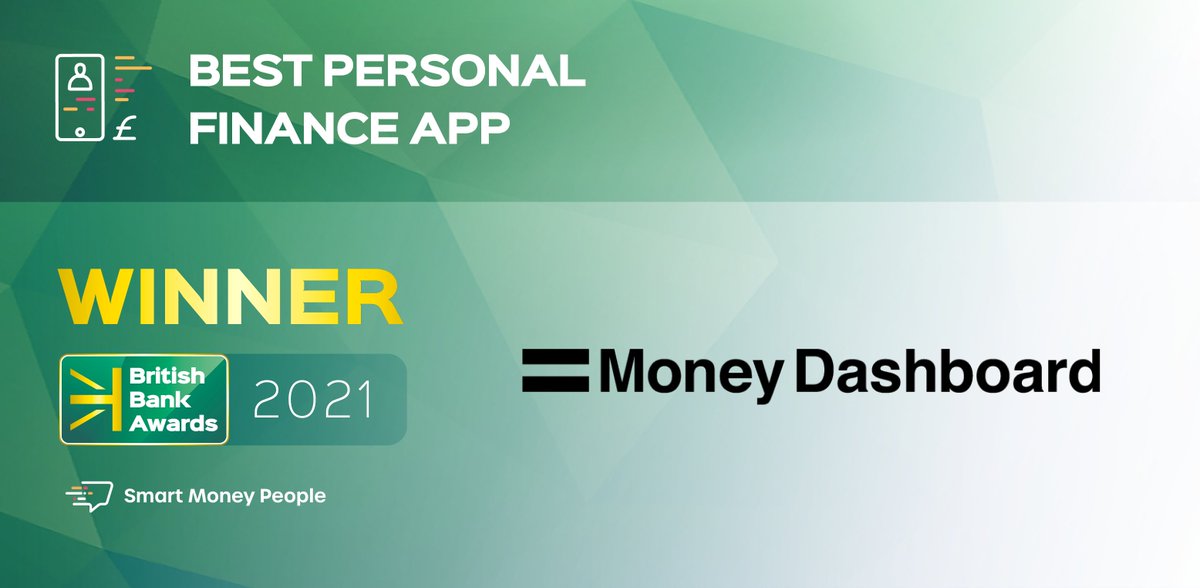 BritBankAwards's tweet photo. CONGRATULATIONS 🎉
The @BritBankAwards ‘Best Personal Finance App Award 2021’ winner 🏆 is @moneydashboard who have retained the title from 2020!
#BBA2021 #Awards #CustomerDecided https://t.co/8VteBDGuNl