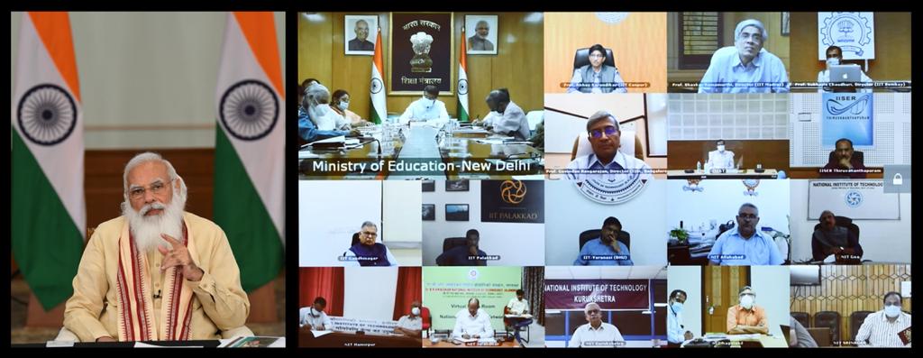 NDIMCampus's tweet photo. Prime Minister 
@narendramodi ji interacts with Directors of Centrally Funded Technical Institutions and lauded the R&amp;D work done by Centrally Funded Technical Institutions towards meeting the challenges posed by COVID. 
@adsahasrabudhe
@PMOIndia https://t.co/uVmLfyXkOq