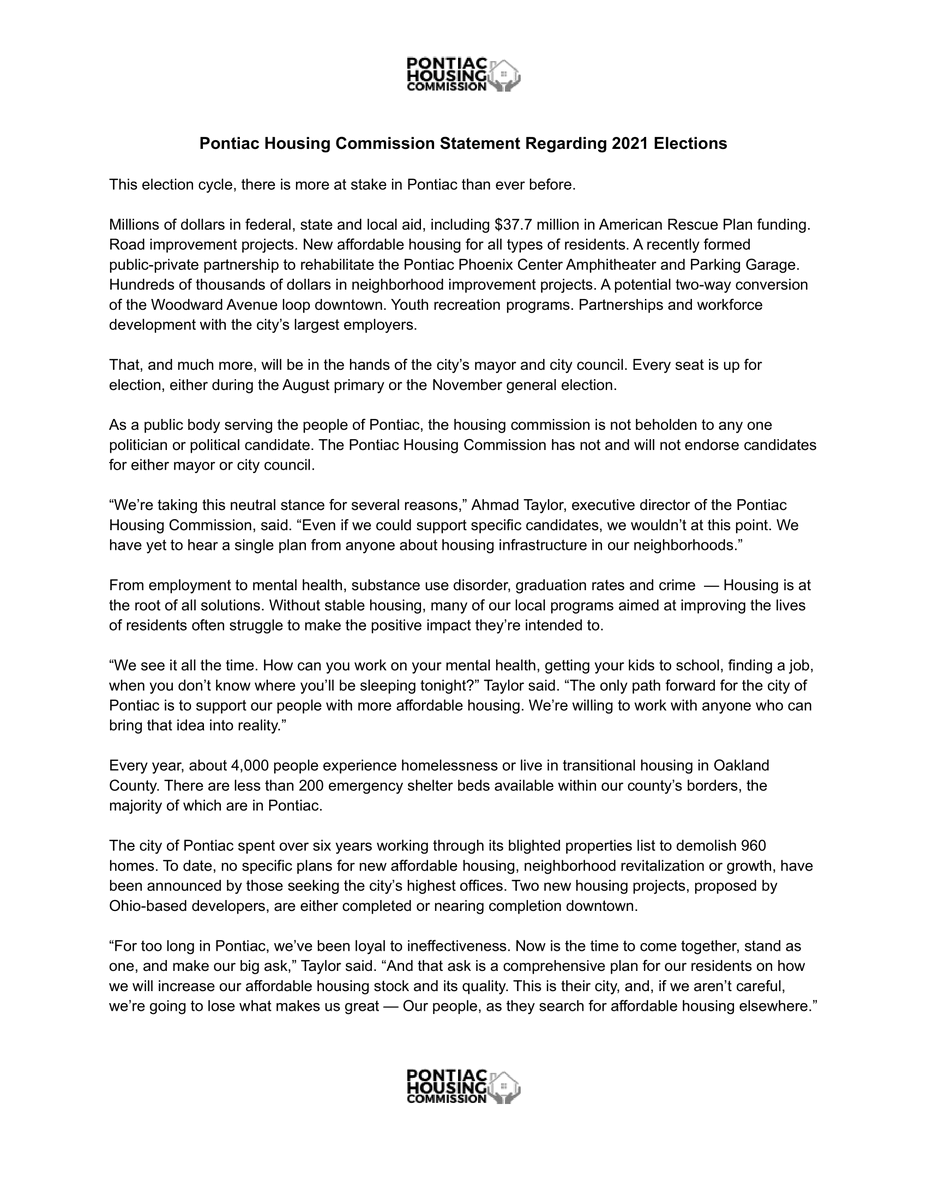 Pontiac Housing Commission (HousingPontiac) Twitter