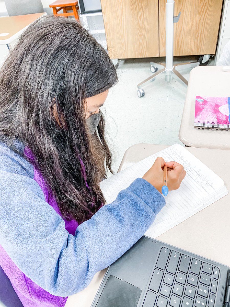 Connecting to text! Our becoming scholars building a strong foundation for reading and communication of their thinking! This is what I observed the moment they walked back into class from a fire drill. #soakinguplearning #connected #lcps21 <a href="/SterlingMiddle1/">Sterling MS</a> @Ms_Wilkinson_