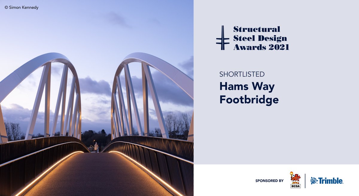 BCSAsteel's tweet photo. Hams Way Footbridge has been shortlisted for the 2021 Structural Steel Design Awards @moxonarchitects @COWI_UK @AlunGriffiths_ @worcscc #SHstructures
Structural Steel Design Awards (SSDA), jointly sponsored by BCSA and @Trimble_TeklaUK
https://t.co/STmEKPCwqV https://t.co/nmZUjNICoM