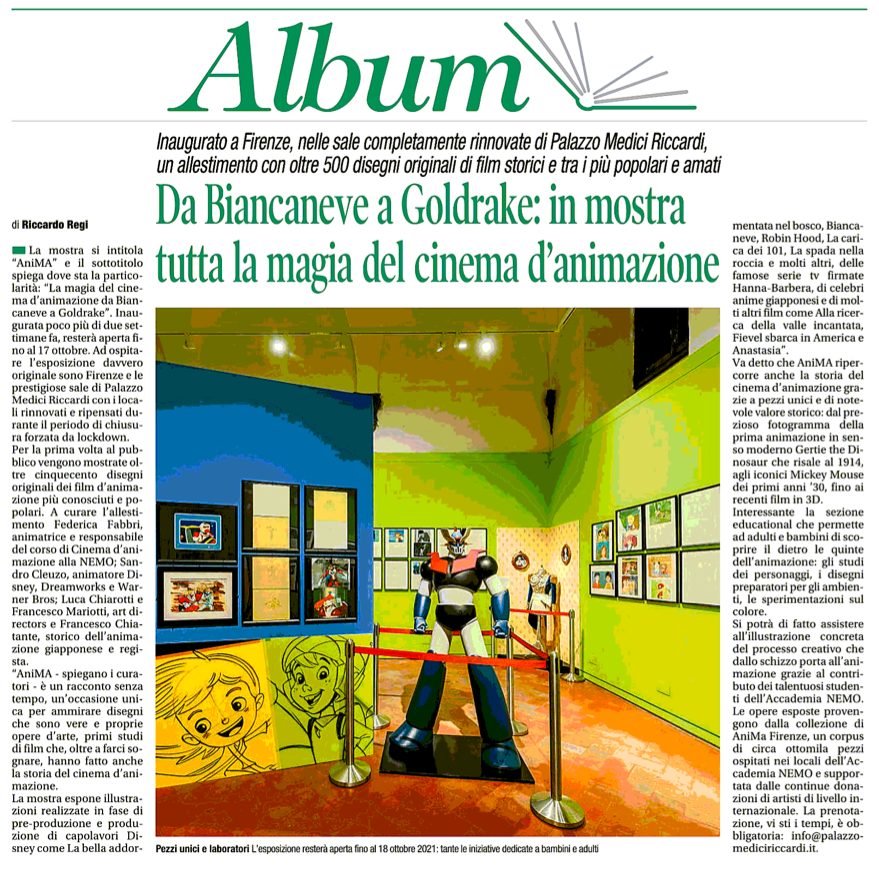 davisandc's tweet photo. "AniMa. La Magia del Cinema d'Animazione da Biancaneve a Goldrake", la mostra in corso a Palazzo Medici Riccardi, oggi è anchesul @corriereviterbo, sul @Corrierearezzo e sul @CorrierediSiena! 
@musefirenze @NemoAcademy 
#Firenze #animation #cartoon https://t.co/npvf73HB0f