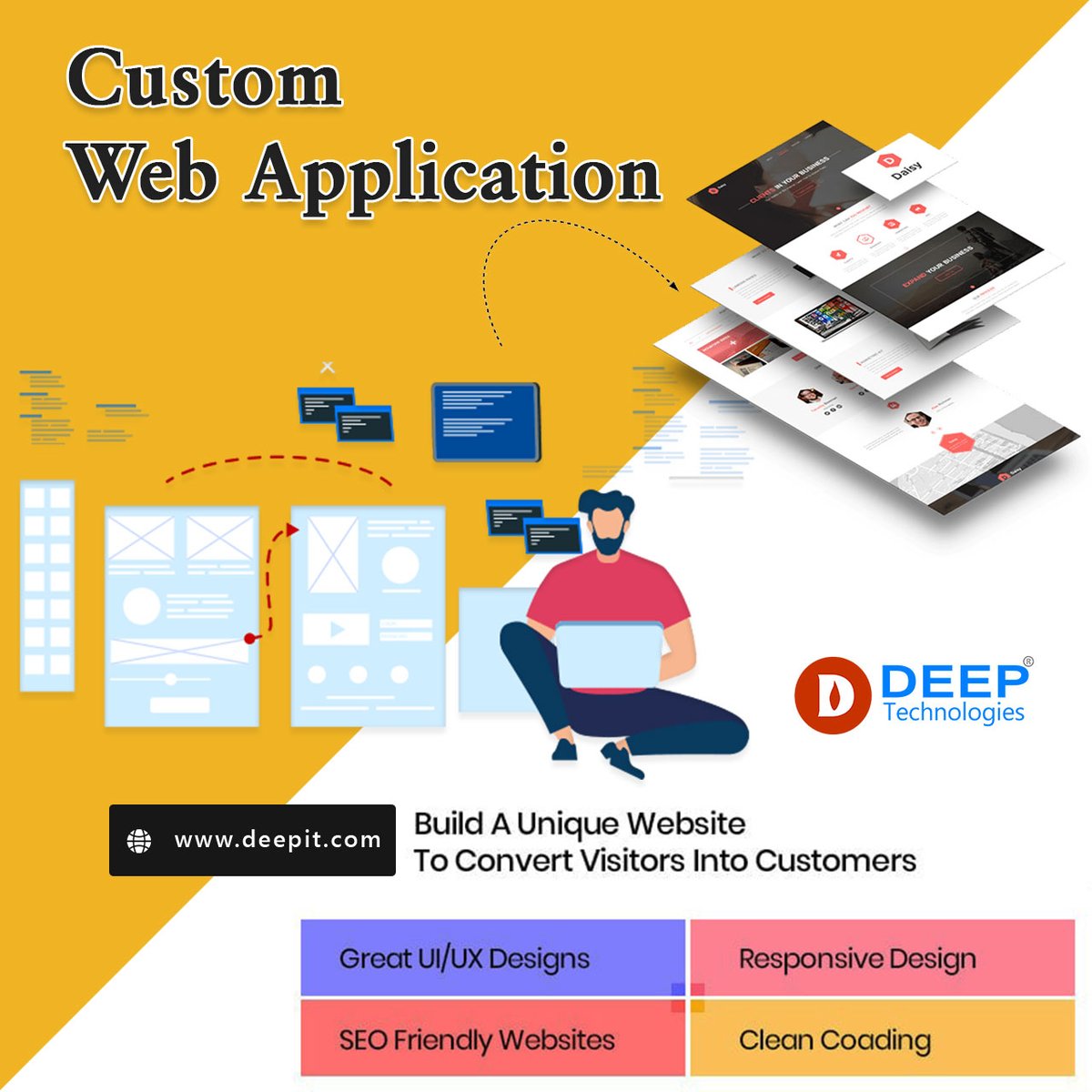 deepitcom's tweet image. Custom Web Application
Build an Unique Website
To Convert Visitors to Customers
#customwebapplication #webapplication #WebsiteDevelopment  #custom  #website #webdevecompany #webdevelopmentservice  #webdesignservice   #deepit #deeptechnologies