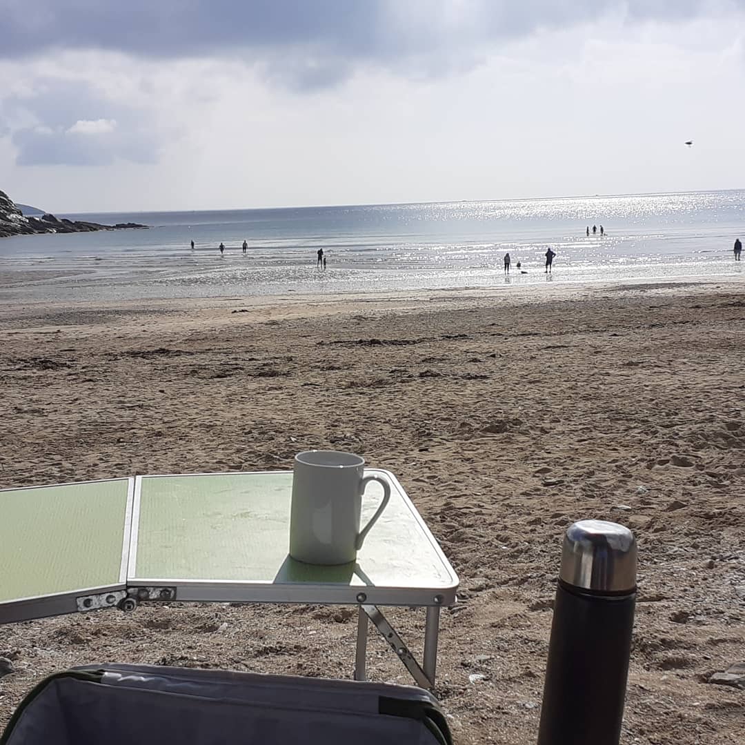 Holiday at home day, like a sunday, but better as most others are at work. A quick dip then coffee and pancakes on the beach #lush #staycation #HumpDayHappiness #holidayathome #lovefalmouth #lovecornwall #beachlife