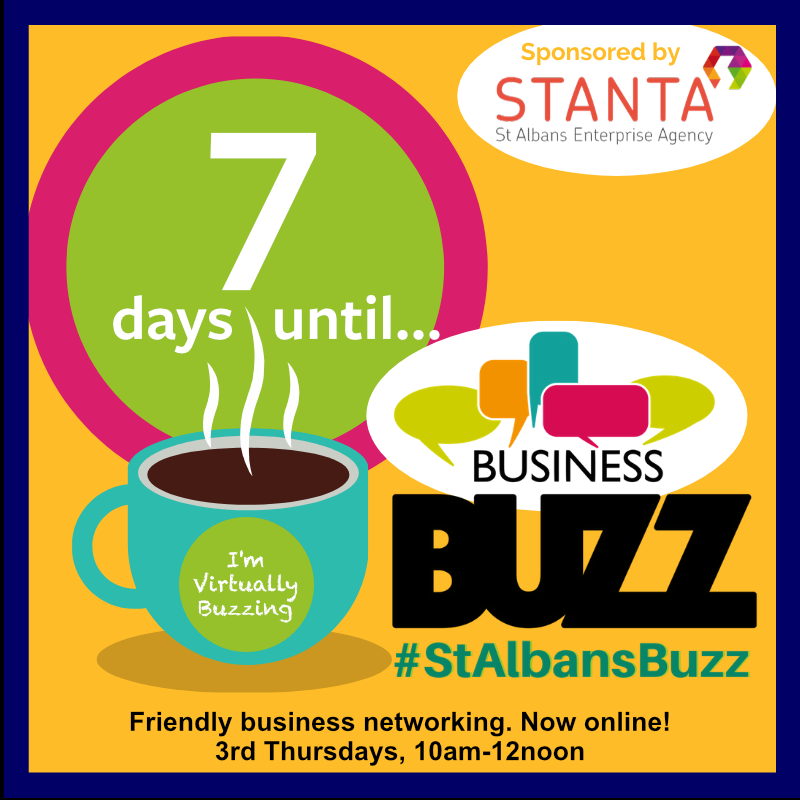 7 days to go! No, not the football...but our next Business Buzz networking event. Come along &amp; meet our new Ambassador, Sarah. tinyurl.com/579dybvj 
#networking #stalbans #businessbuzz #hertfordshire #stalbansbusinesses #hertfordshirebusinesses #notlikeothernetworking